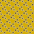 Geometric triangle seamless pattern on yellow background. Creative scribble geometric wallpaper