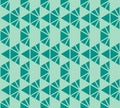 Vector geometric seamless pattern with triangles in green and turquoise color Royalty Free Stock Photo
