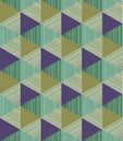 Geometric triangular pattern in purple green.
