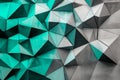 Geometric triangular shapes in gray and turquoise, creating a dynamic, minimalist design with a