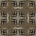 Geometric tribal ethnic style gold vector seamless pattern. Elegant checkered abstract background. Greek repeat carpet Royalty Free Stock Photo