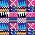 Geometric tribal Kente vector seamless pattern, African nwentoma cloth style design perfect for fabrics and textiles Royalty Free Stock Photo