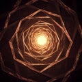 Geometric tunnel with overlapping hexagonal structures, creating a spiral effect. Inner Royalty Free Stock Photo