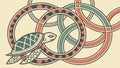 Geometric turtle and interlocking rings, abstract and symbolic, vector design Generative AI Royalty Free Stock Photo