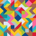 Geometric Universal Abstract Asymmetric Seamless Pattern of Simple Angular Geometric Shapes. Color Palette with Harmonious