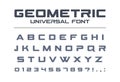 Geometric universal vector font. Technology, sport, futuristic, future techno alphabet. Royalty Free Stock Photo