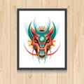 Geometric vector dragon concept on wooden background Royalty Free Stock Photo