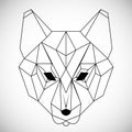 Geometric vector head wolf drawn in line or triangle style, suitable for modern tattoo polygonal templates, icons or Royalty Free Stock Photo