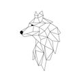 Geometric vector head wolf drawn in line or triangle style, suitable for modern tattoo polygonal templates, icons or logo elements Royalty Free Stock Photo