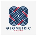 Geometric vector line art logo isolated on white, abstract linear contemporary style symbol, geometrical shape emblem, business