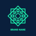 Geometric vector logo design. Arabic mandala icon. Luxury islamic logotype. Elegant rounded symbol flower. Geometric