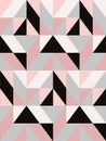Geometric vector mosaic tile in black, grey and pastel pink