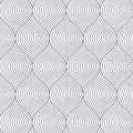 Geometric vector pattern repeating abstract spiral, wavy, curve thin line or finger print. Royalty Free Stock Photo