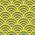 Geometric vector pattern repeating linear half circle fan in monochrome Japanese styles background.