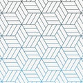 Geometric vector pattern, repeating linear stripe rhombus shape connected each, abstract star, flower, cube.