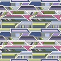 Geometric vector seamless pattern with different geometrical forms. Square, triangle, rectangle, lines. Modern techno design. Abst Royalty Free Stock Photo