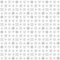 Geometric vector seamless pattern with different geometrical hand drawn forms. Square, triangle, rectangle, dots, circles, hearts Royalty Free Stock Photo