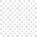 Geometric vector seamless pattern with different geometrical hand drawn forms. Square, triangle, rectangle, dots, circles, hearts Royalty Free Stock Photo