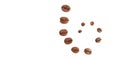 Geometric view of coffee beans on white background