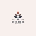 Geometric vintage botanical nature tree logo illustration drawing vector Royalty Free Stock Photo