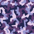 Geometric violet poly camouflage, seamless pattern. Abstract military urban camo, mosaic texture. Purple color background. Vector