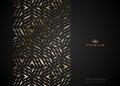 Geometric vip golden greeting card. Black premium paper cut shards design element. Luxury ector illustration.