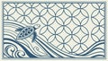Geometric wave pattern with turtle, ocean theme, intricate design, marine life, vector design Generative AI Royalty Free Stock Photo