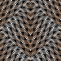 Geometric waves vector seamless pattern. Ornamental patterned st