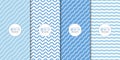 Wavy lines pattern. Brochure cover with ocean summer stripe. Baby shower blue background vectors set