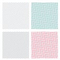 Geometric weave puzzle pattern in four color
