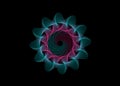 Geometric Whirls Design, swirling style flower. Geometric shape, design element with inward rotation. Swirl, spiral, twist sign