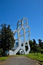 Geometric white concrete art sculpture in gardens Batumi Georgia