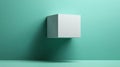 Geometric White Cube with Stepped Design on Teal Background and Subtle Shadows Royalty Free Stock Photo