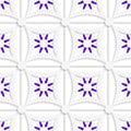 Geometric white pattern with layered purple flowers Royalty Free Stock Photo