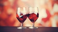 Geometric Wine Glasses Abstract, Valentines Day Red Background Bokeh, Copy Space