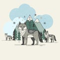 Geometric winter wolfs Royalty Free Stock Photo