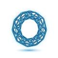 Geometric Wireframe Donut Ring with Neon Blue Glow on White Royalty Free Stock Photo