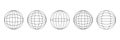 Geometric wireframe globe line art collection with grid design Vector Royalty Free Stock Photo