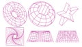 Geometric wireframe shapes and grids collection.