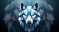 Geometric Wolf Head with Blue Glowing Eyes Royalty Free Stock Photo