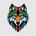 Geometric Wolf Head Design Featuring Vibrant Colors and Sharp Angles for Modern Art Enthusiasts Royalty Free Stock Photo