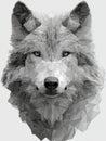 Geometric Wolf Head Illustration in Monochrome Low-Poly Style Royalty Free Stock Photo
