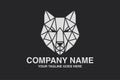 Geometric wolf head logo design on dark background. Royalty Free Stock Photo
