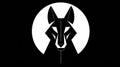 Geometric Wolf Head Logo Icon - Black and White Minimalist Design Royalty Free Stock Photo