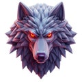 Geometric Low Poly Wolf Head, Fierce Glowing Eyes Royalty Free Stock Photo