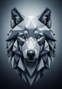 Geometric wolf illustration rendered in a low-poly style, with sharp polygonal facets. Royalty Free Stock Photo