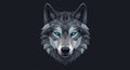 Geometric wolf illustration with a symmetrical design, featuring angular shapes and Royalty Free Stock Photo
