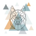 Geometric wolf illustration. Vector low poly line art.