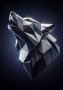 Geometric wolf sculpture rendered in a low-poly style, featuring sharp, angular facets. Royalty Free Stock Photo