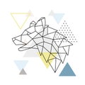 Geometric Wolf silhouette on triangle background.
